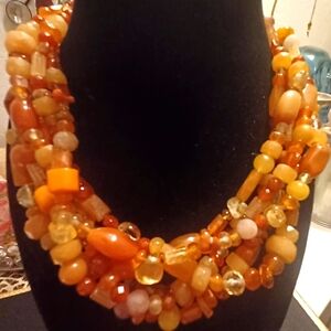 SOLID 925 STERLING SILVER,  natural orange sea coral,  freshwater pearl 6 strand